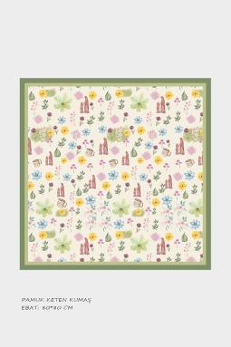 Kız Çocuk Anne Çocuk Temalı Pamuklu Çocuk Eşarp 80*80cm