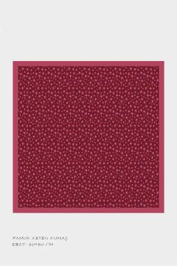 Kız Çocuk Kırmızı Çiçek Temalı Pamuklu Çocuk Eşarp 80*80cm