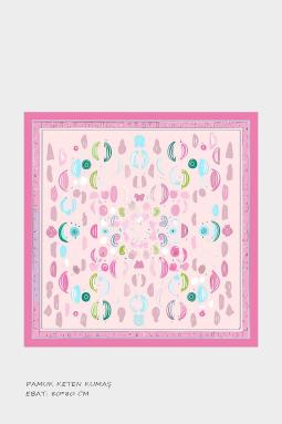 Kız Çocuk Pembe Meyve Temalı Pamuklu Çocuk Eşarp 80*80cm